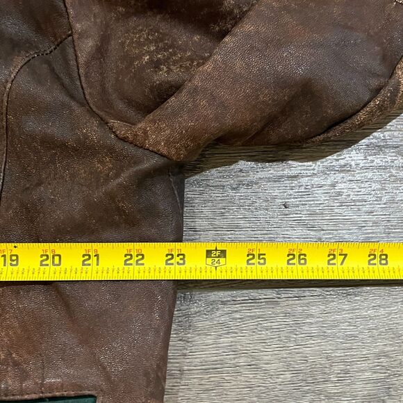 Vintage 70s German Trachten Embroidered Leather Jacket Size 46 Echts Leder Brown - Picture 12 of 13